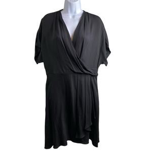 Tara Jarmon Women's Black Wrap Crepe Dress Size 42 Minimalist Capsule Classic